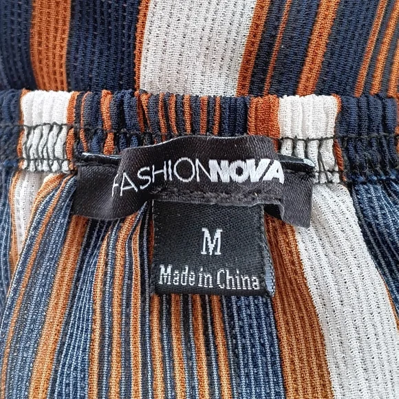 Fashion Nova Off-Shoulder Striped Crop Top - Picture 5 of 7